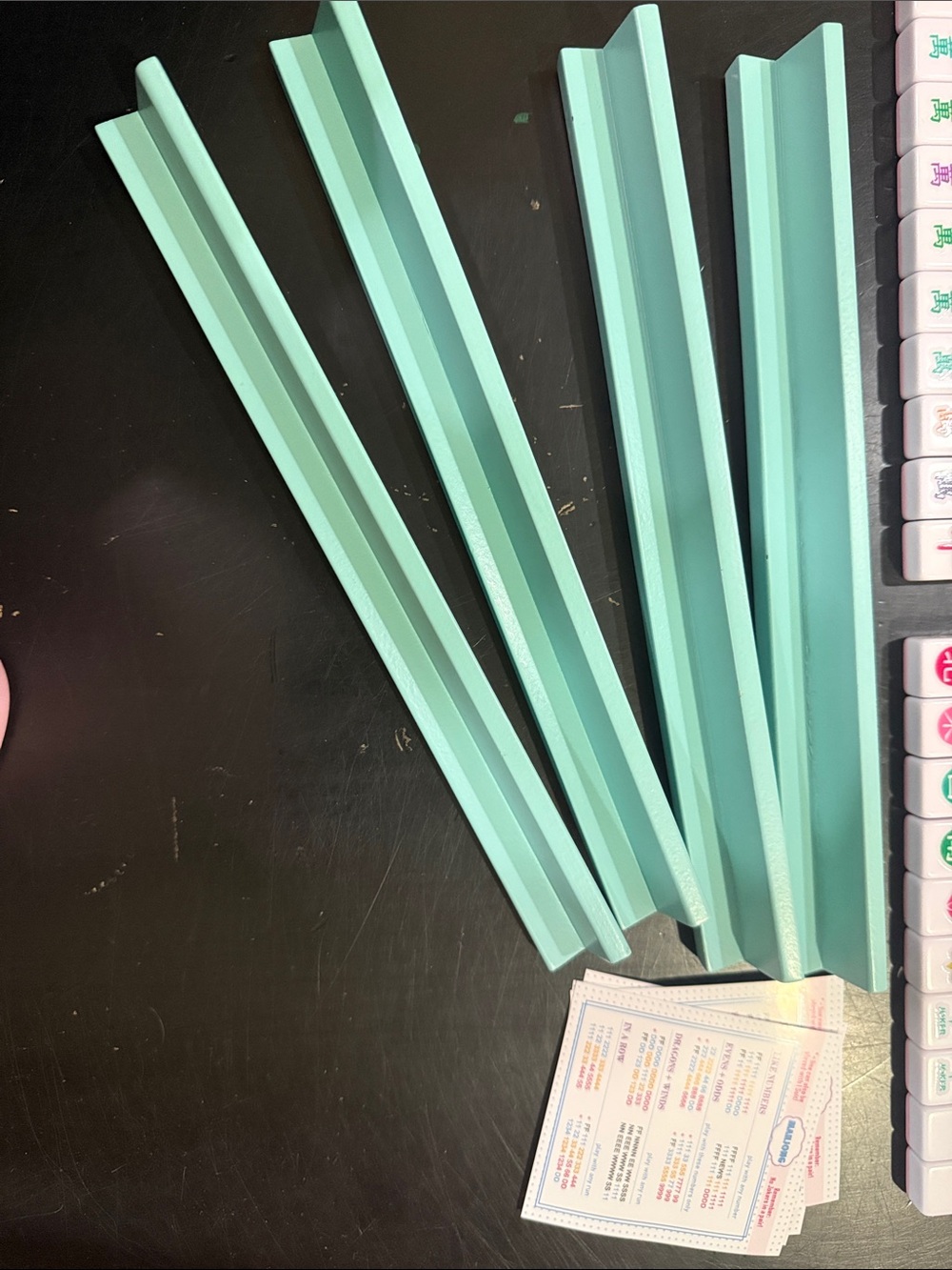 Pink Travel Mahjong Set with Turquoise Racks - Picture 6 of 7